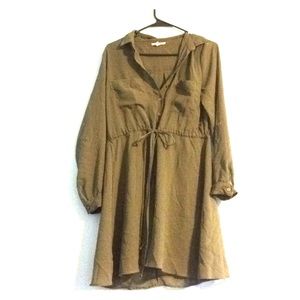 Navy green, long sleeve mini dress